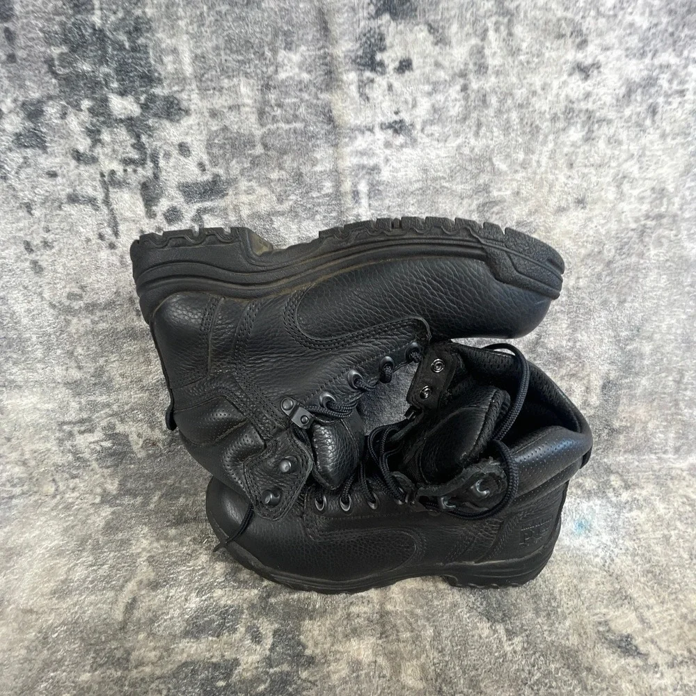 Timberland Pro Mens 7.5 Work Shoes Solid Black Leather Industrial Safety Boots